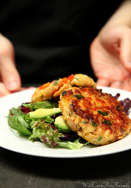 Salmon Cakes with Honey Mustard Vinaigrette