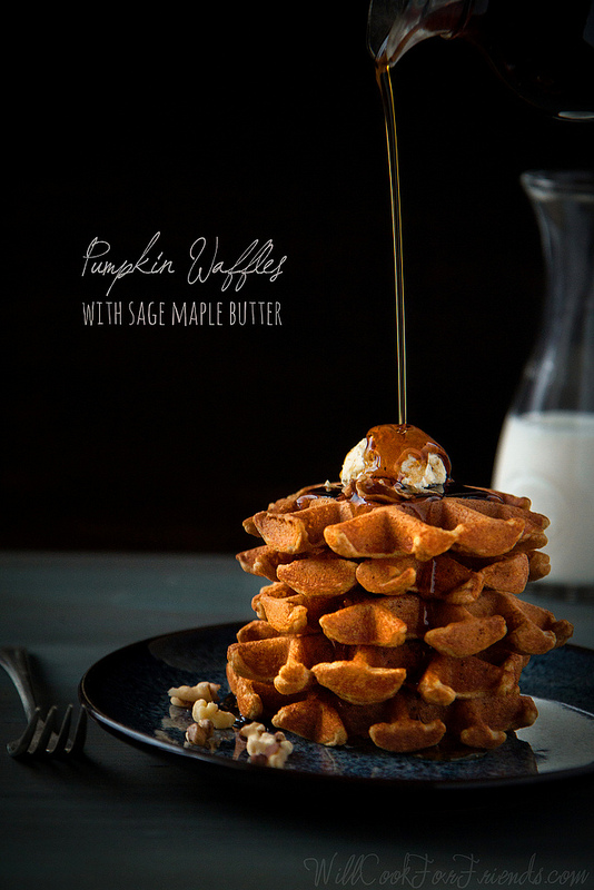 Pumpkin Waffles with Sage Maple Butter | Will Cook For Friends