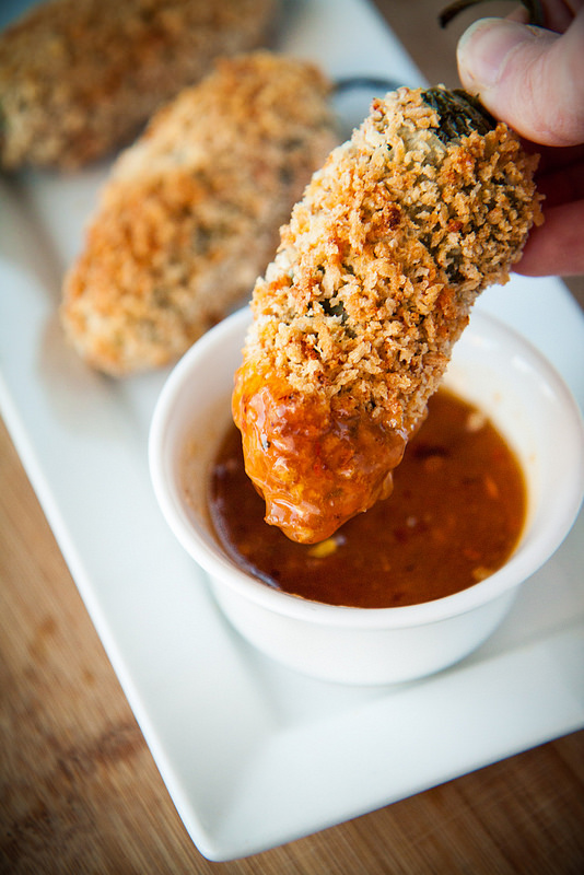 Baked Jalapeno Poppers with Sweet & Spicy Apricot Dipping Sauce (perfect for game day!) via Will Cook For Friends