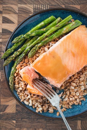 Maple Dijon Glazed Salmon with Farro and Asparagus Maple Dijon Glazed Salmon with Farro and Asparagus | Will Cook For Friends