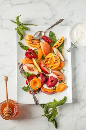 Stone Fruit Salad with Yogurt Honey and Mint