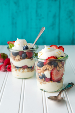 Summer Berry Parfaits with Almond Crumble and Whipped Mascarpone Summer Berry Parfaits with Whipped Mascarpone, Web-6