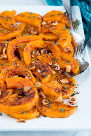 Roasted Butternut Squash with Hazelnut Brown Butter Sauce and Thyme (and Thoughts on Gratitude) Butternut Squash with Hazelnut Brown Butter Sauce, web file-4