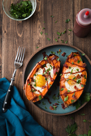 Baked Sweet Potato & Egg Breakfast Boats Sweet Potato Breakfast Boats, web-1