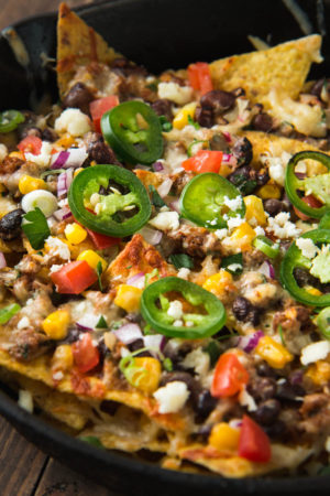 Fully Loaded Nachos with Chorizo, Black Beans, And Corn Chorizo and Black Bean Loaded Nachos, web-7