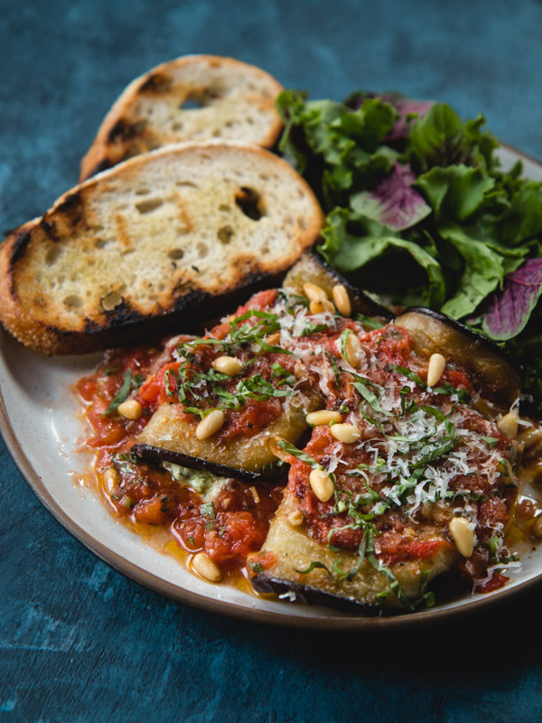 Eggplant Involtini with Ricotta and Pesto